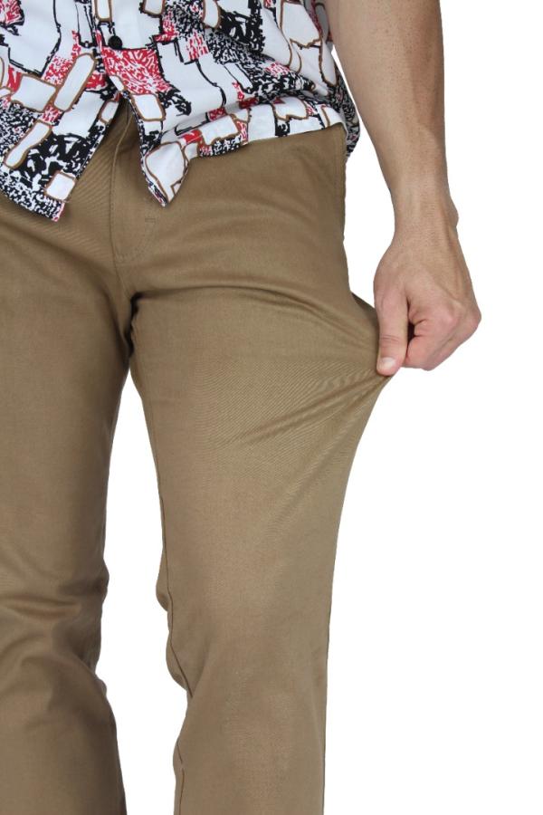 Pantalón De Vestir Camel Slim Fit De Algodón Stretch Para Hombre